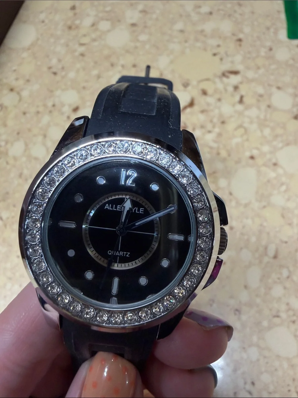 Black Crystal Accent Men's Watch - Unbranded